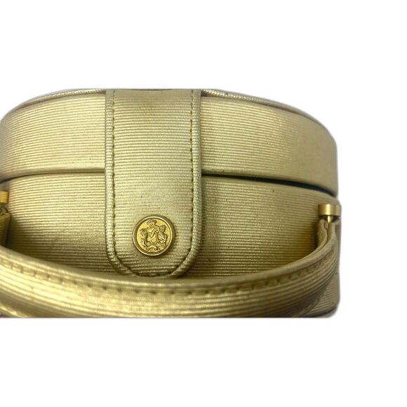 VINTAGE GIORGIO BEVERLY HILLS GOLD ROUND CLUTCH PURSE WITH SNAP CLOSURE - Picture 2 of 11